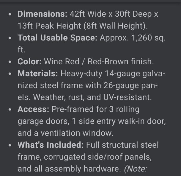 42x3O Steel Bldg/Barn Kit 4