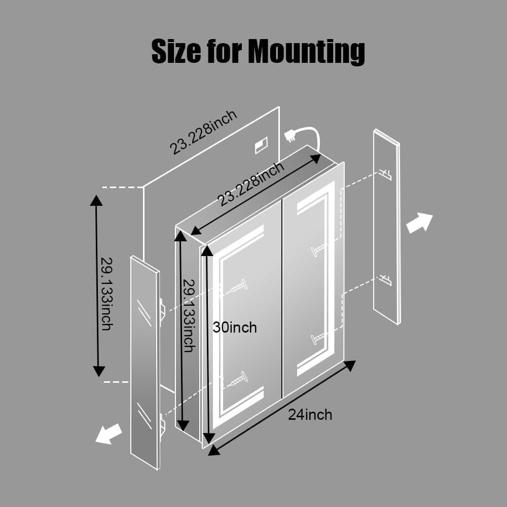 24 x 30 Medicine Cabinet with Mirror, LED Lighted 2