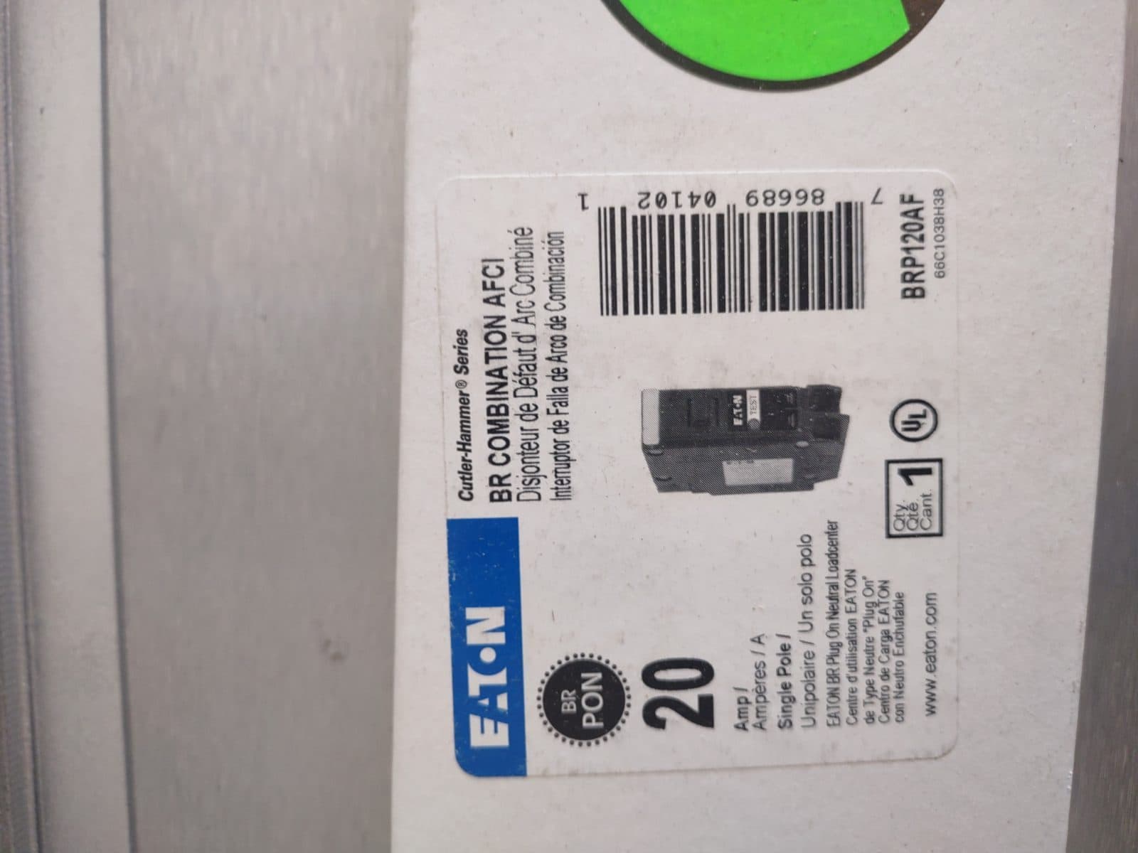 Eaton PON 15Amp/20 Amp comb. AFCI