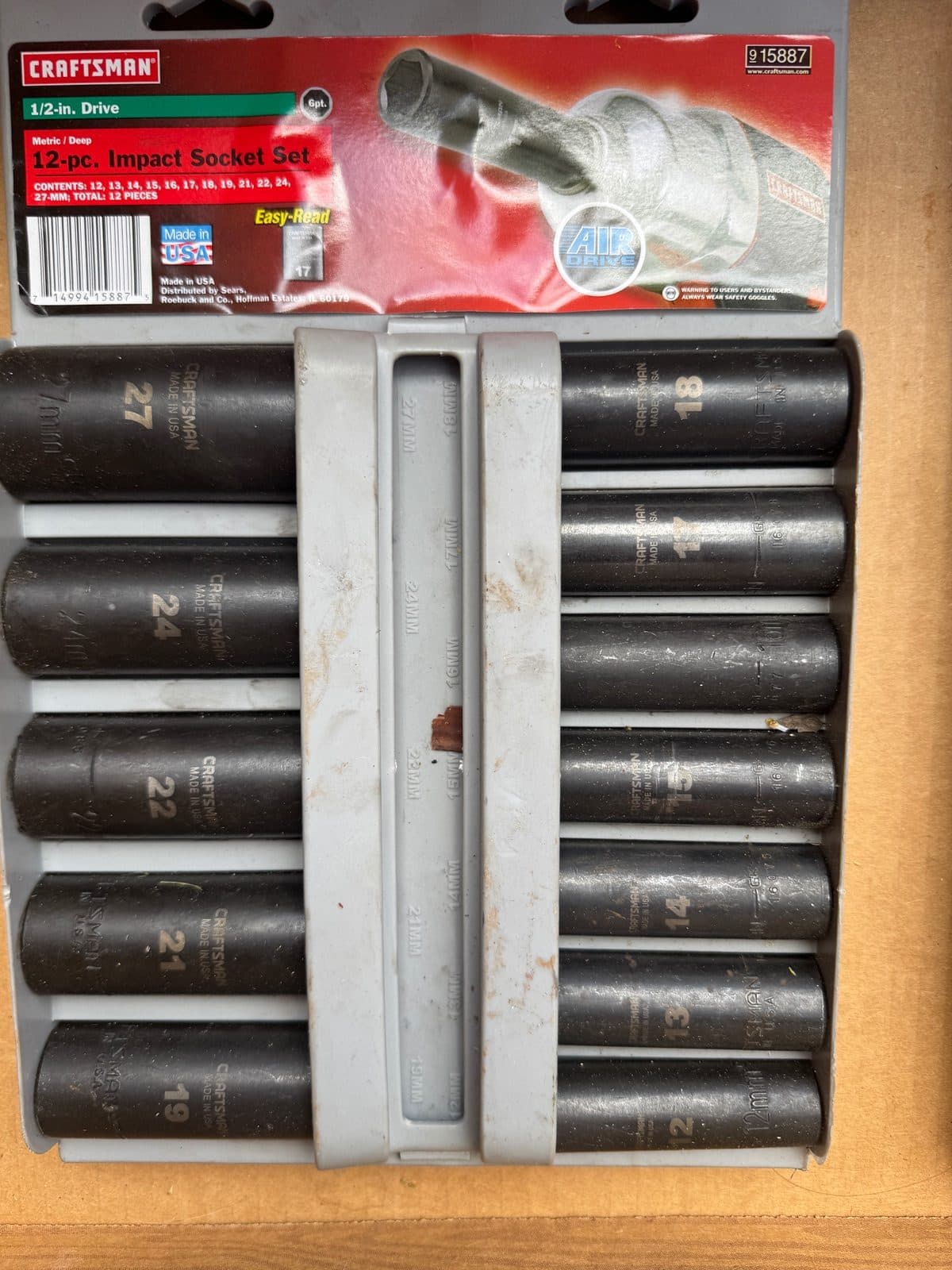 Craftsman 1/2" Drive 24-Pc Impact Socket Set SAE + Metric Combo Lot — Made in USA 2