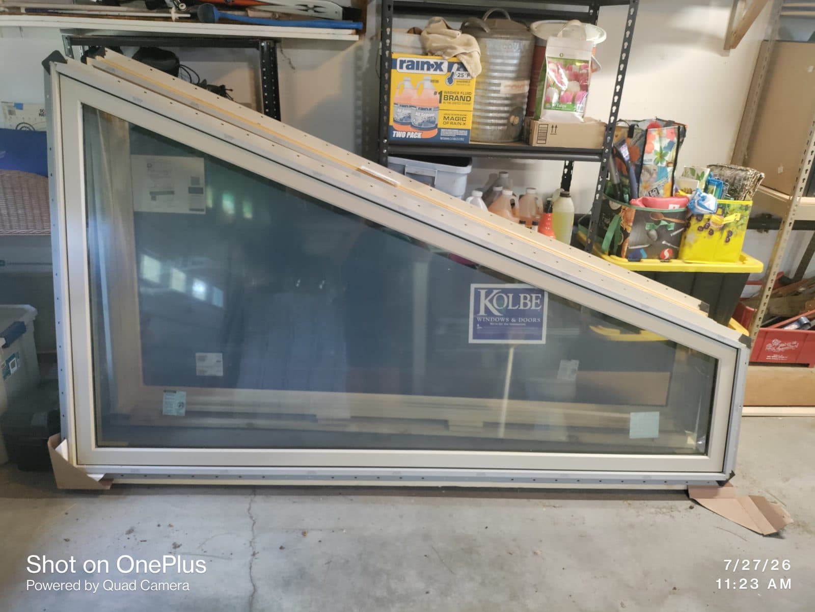 New/Unused Kolbe Custom Wood trapezoid Windows (pair) - 5'x8'