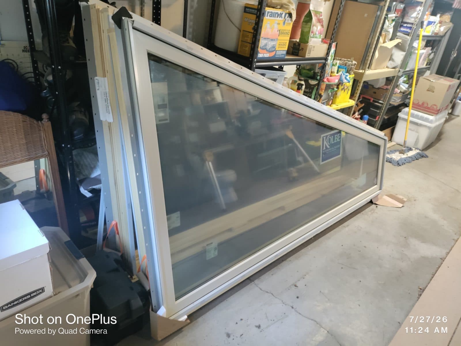 New/Unused Kolbe Custom Wood trapezoid Windows (pair) - 5'x8' 3