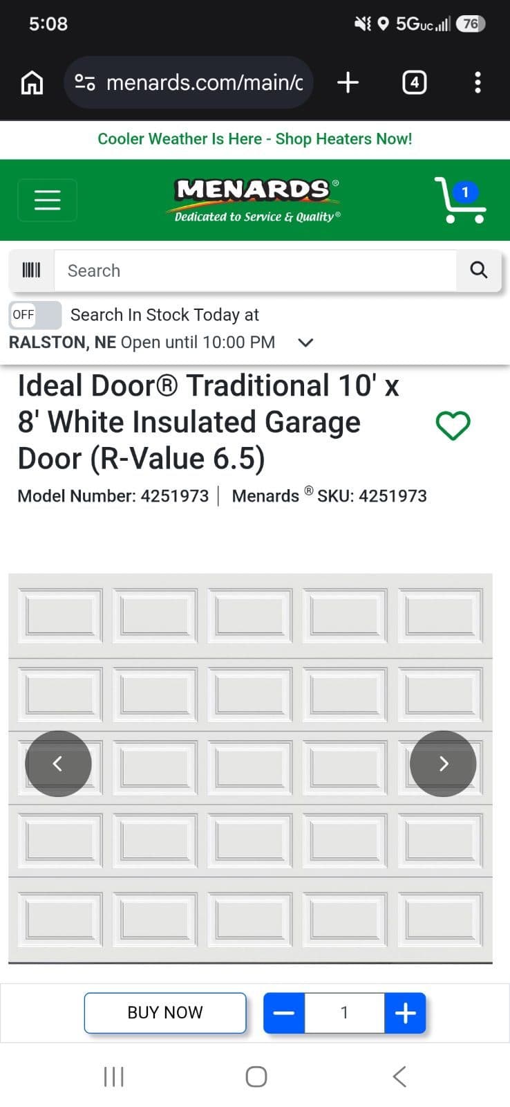 10x8 White Garage Door