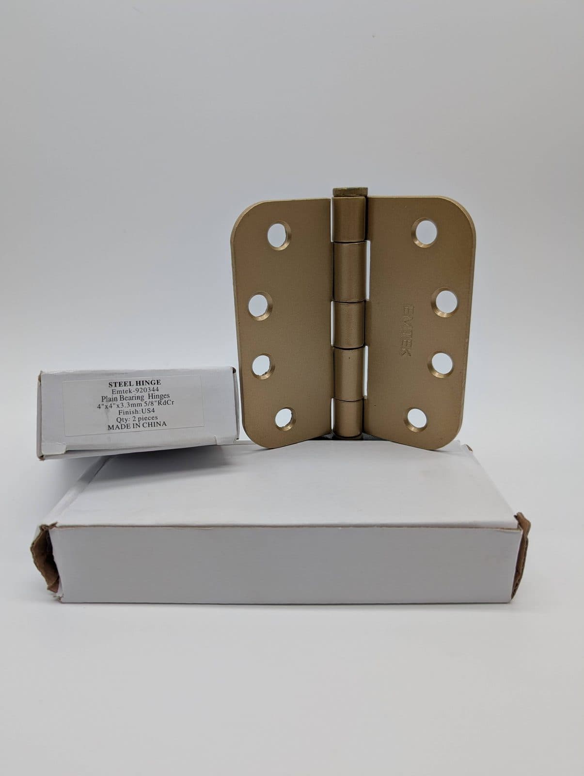 EMTEK Satin Brass (US4) Hinge 4"x4" 5/8" RdCr