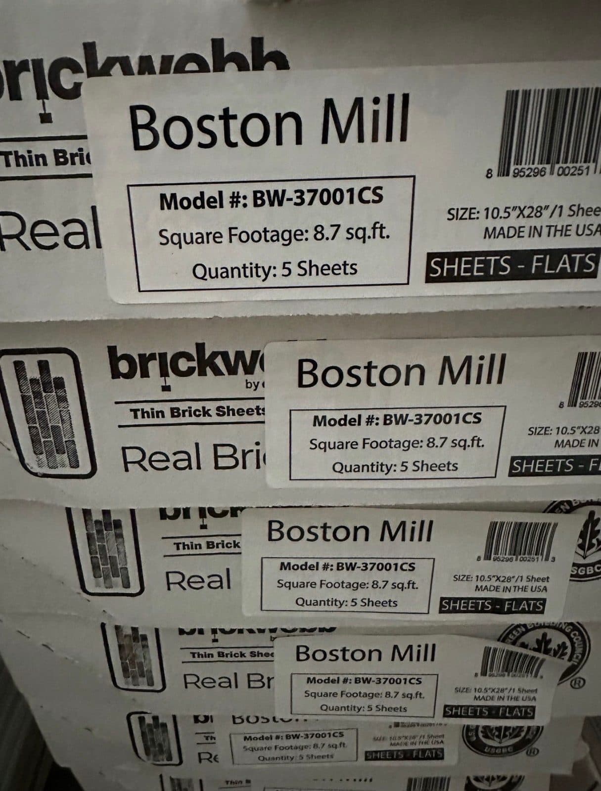 Brickwebb Boston Mill Thin Brick Sheets
