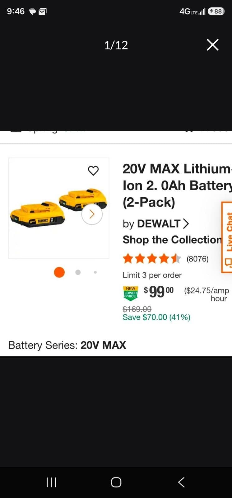 Dewalt 20v batteries as SET 2.0 AH