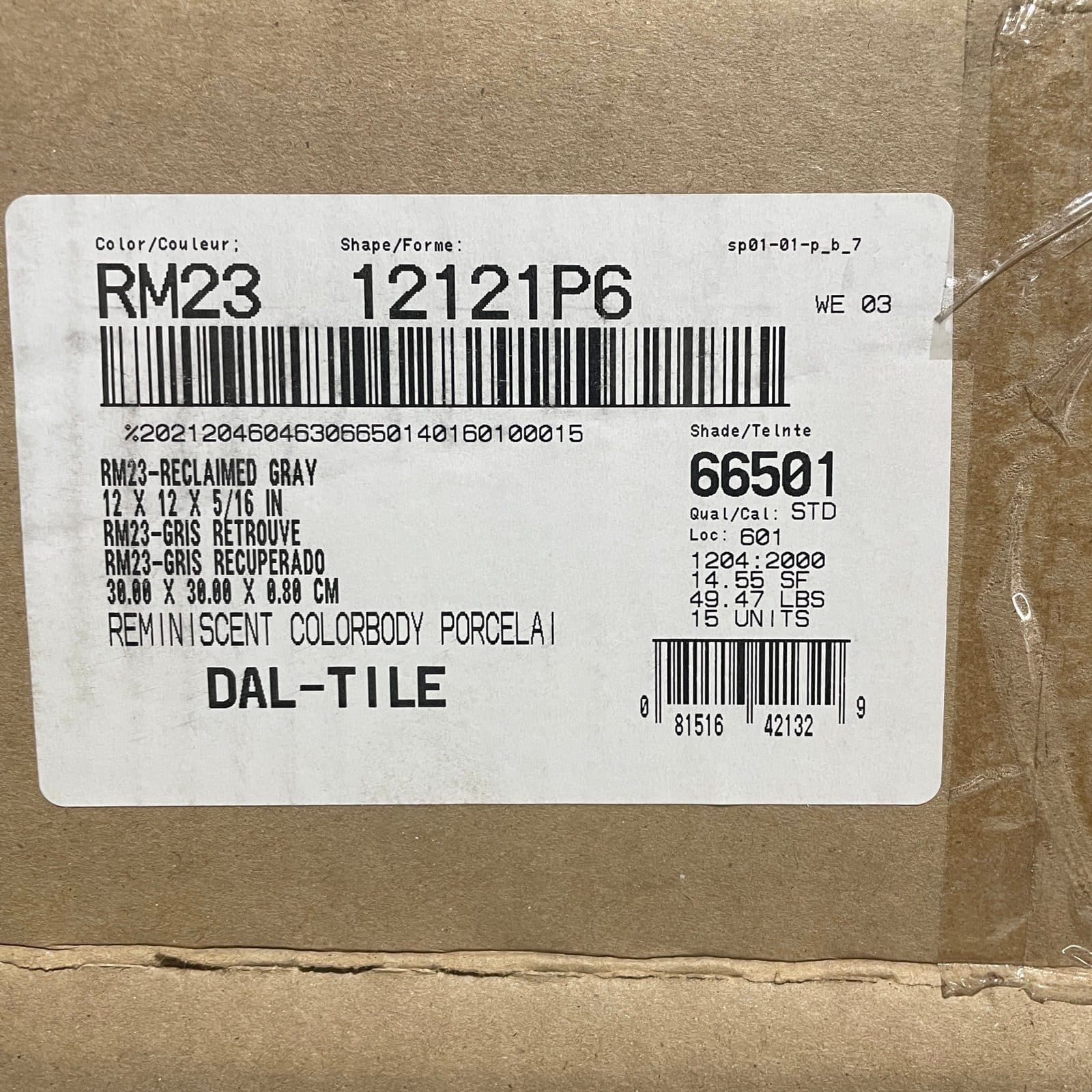 Daltile Reminiscent Reclaimed Gray 12" x 12" Colorbody Porcelain Tile - 14.55 Sq. Ft. per Box 4