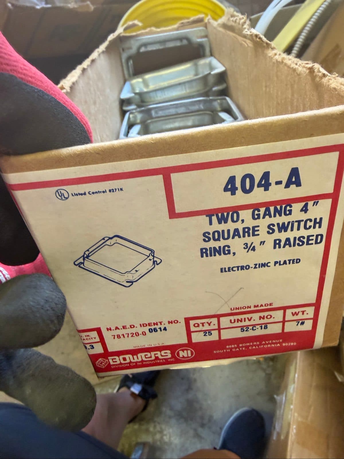 Bulk Lot Electrical Plaster Rings & Switch Rings – Bowers 4" Square (1/2", 3/4", 1-1/4" Raised) 2