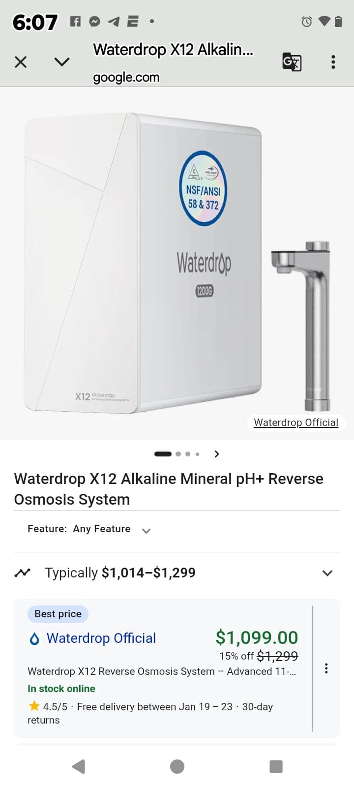 Waterdrop reverse osmosis x series x12