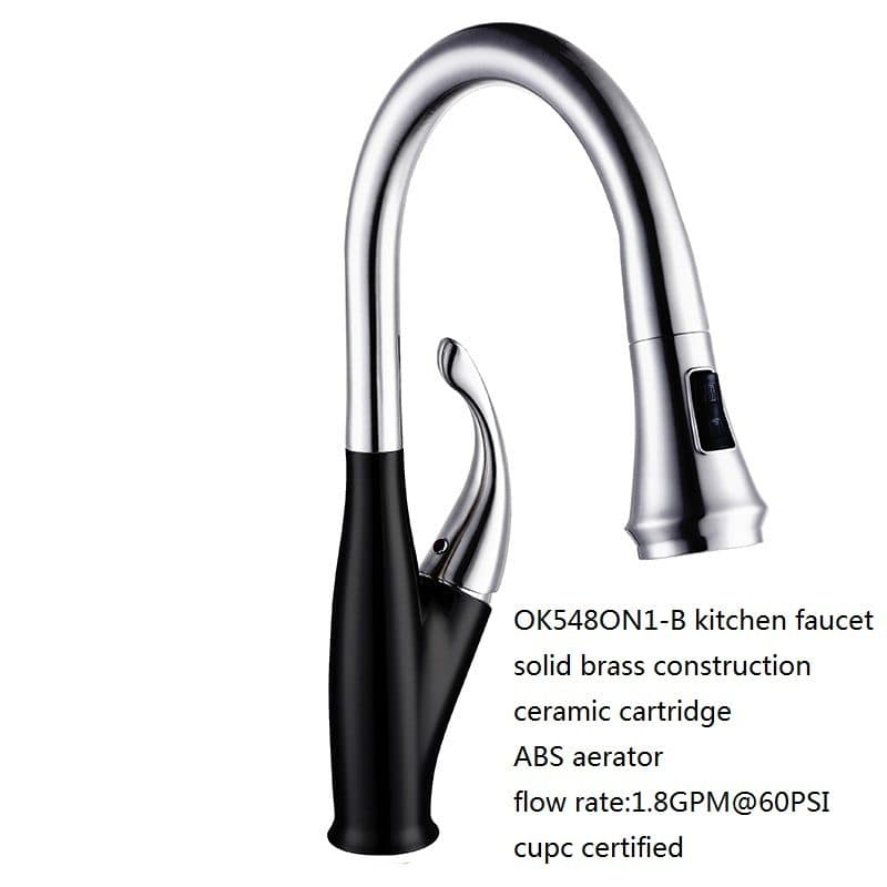 CHROME/BLACK FINISH PULL OUT SPRAYER FAUCET