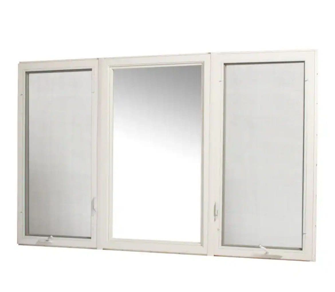 TAFCO WINDOWS 96"Wx 60"H Vinyl Casement Windows with Screen - White. This is a set of three windows, all new and boxed.
