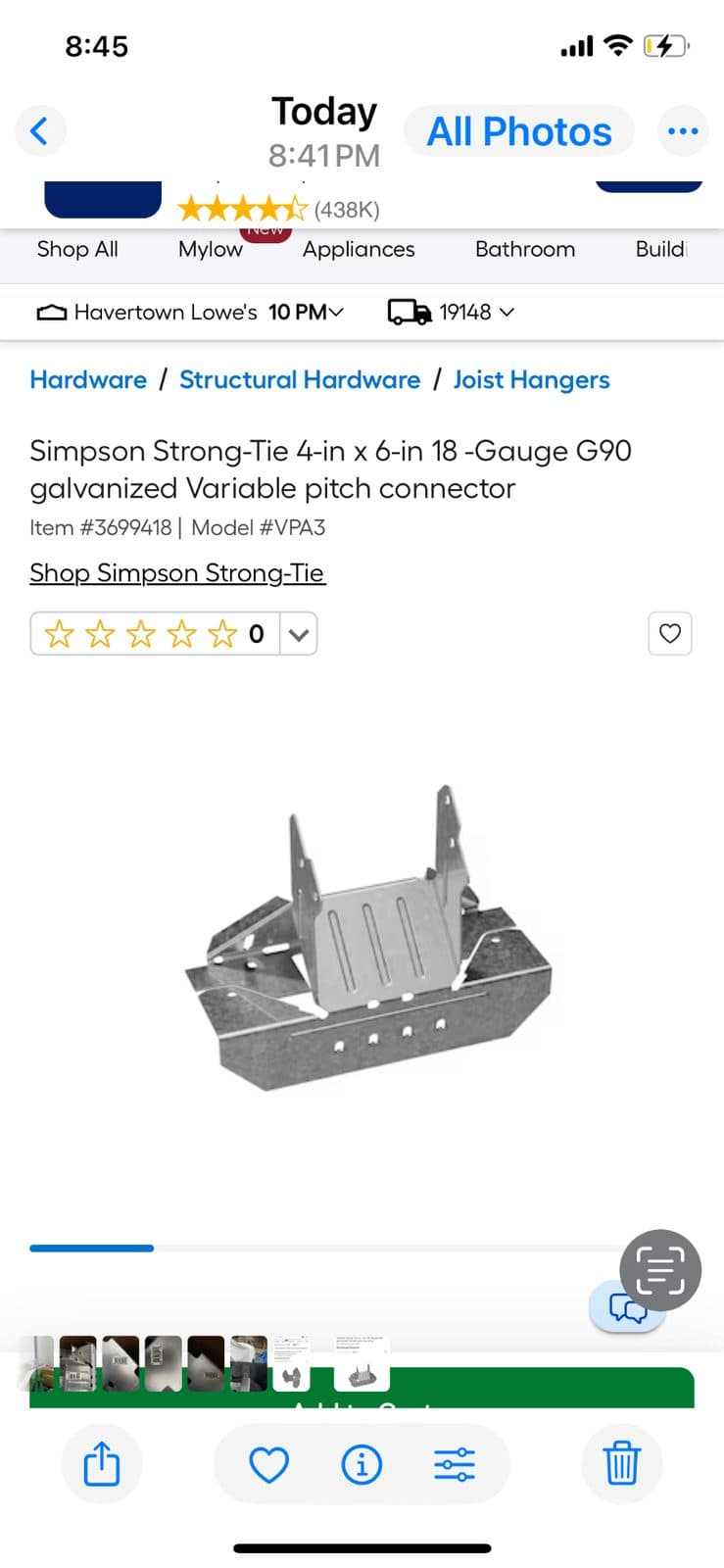 Simpson tie variable pitch connector