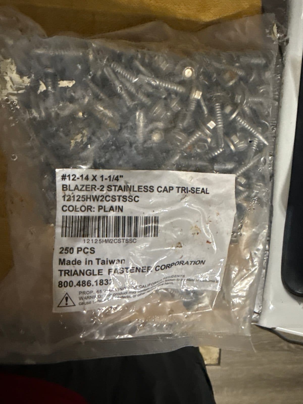 Blazer 2 stainless cap tri seal self drilling #12-14 x 1-1/4” screw
