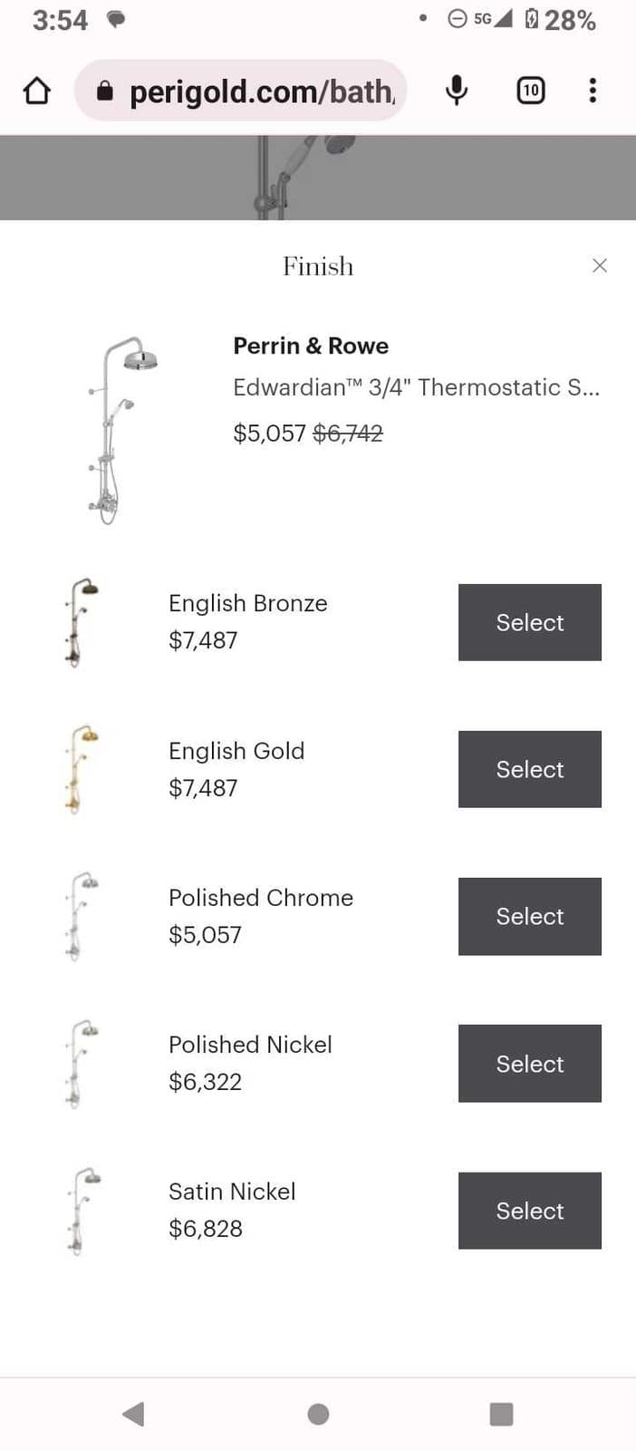 New $7000 Perrin and Rowe Edwardian Thermostatic Shower System for $600