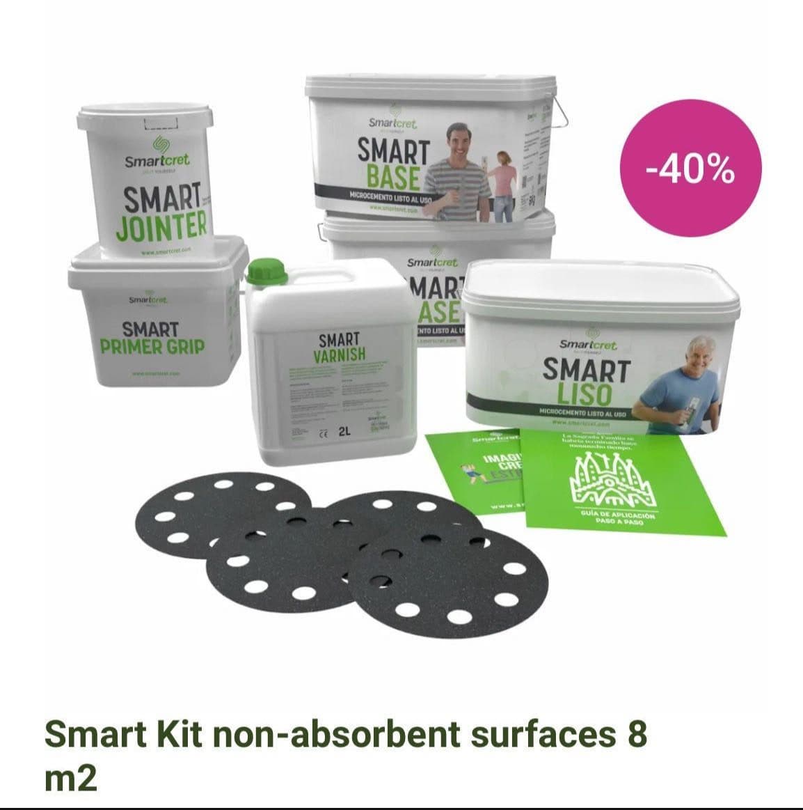 Microcement Kit 8m2 for non-absorbent surfaces, color H1 (white)