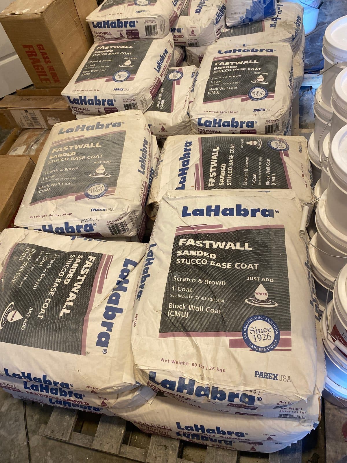 37 Unopened Bags – LaHabra FastWall 1-Coat Sanded Stucco Base (80 lb)