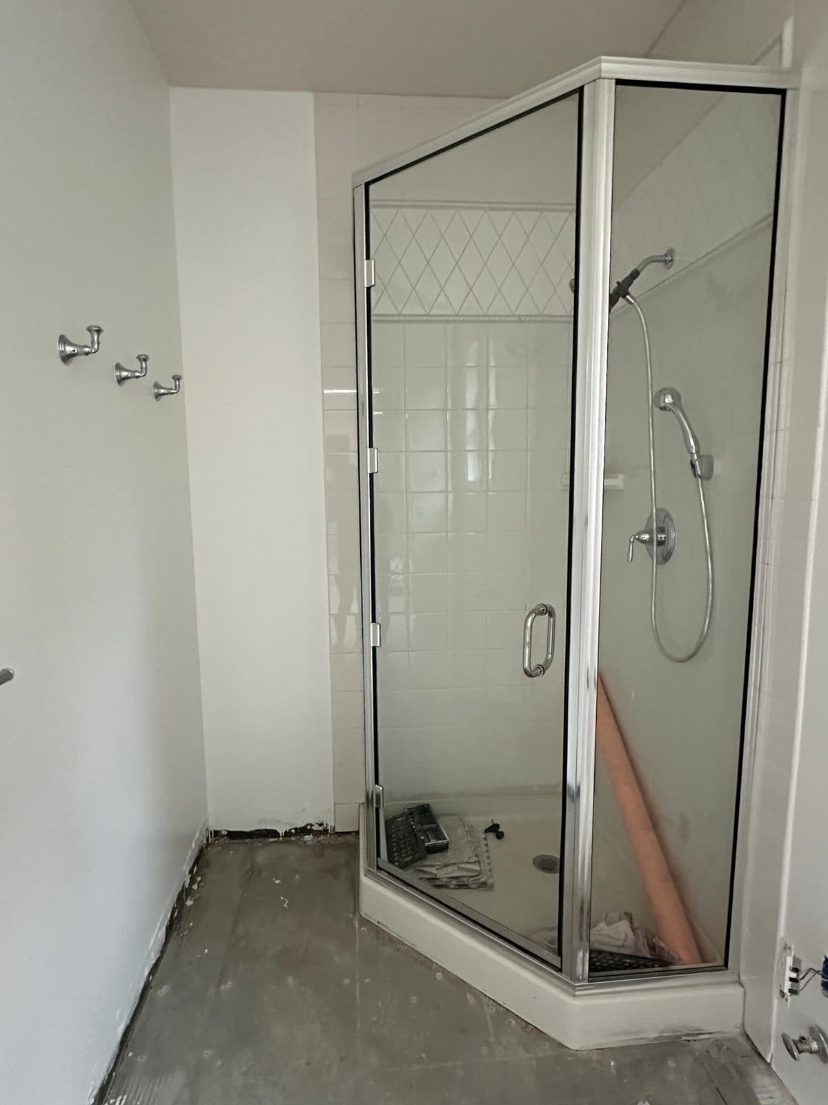 Kohler corner Shower pan and shower wall