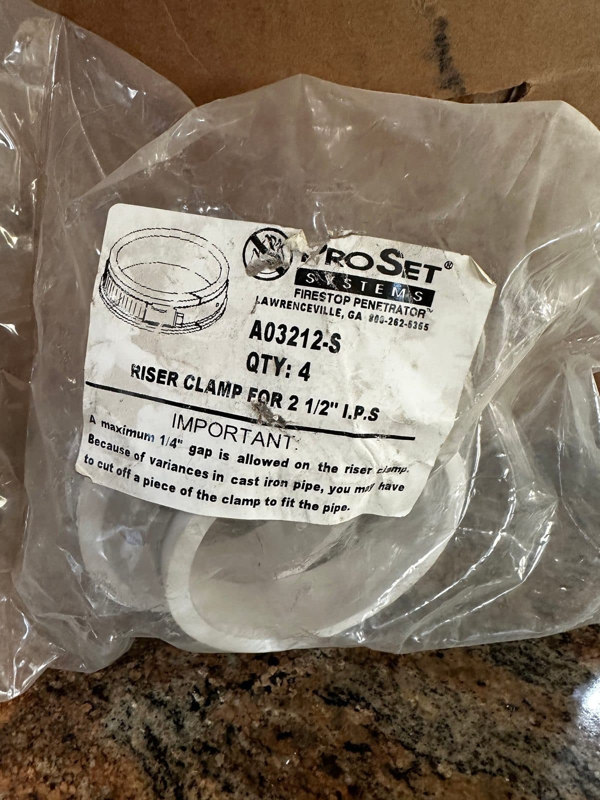 ProVent ProSet 2-1/2” riser clamp for 2-1/2” IPS pipe