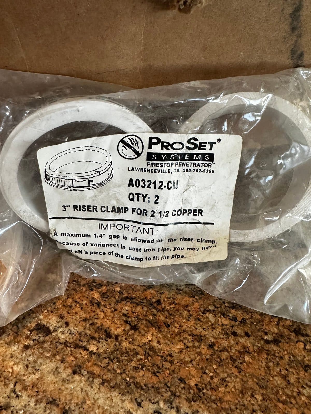 ProVent ProSet 3” rider clamp for 2-1/2” Copper pipe