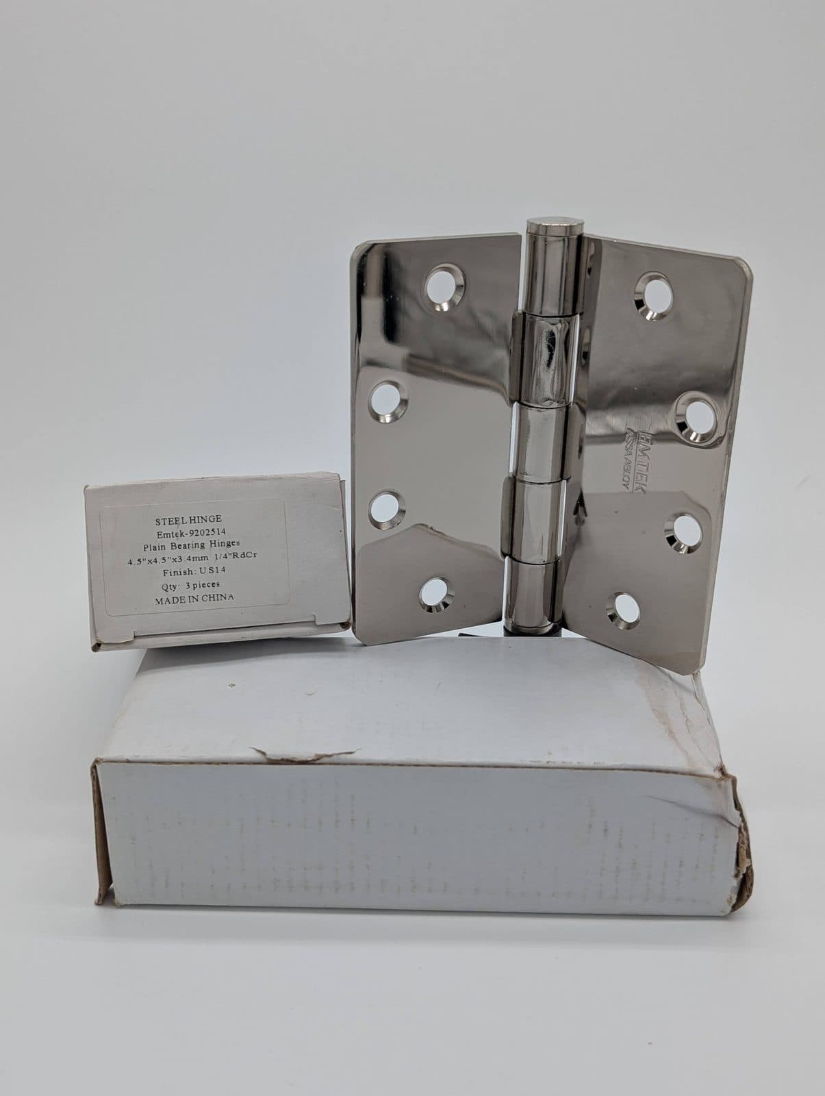 4.5"x4.5" Polished Nickel (US14) Hinge 1/4" RdCr
