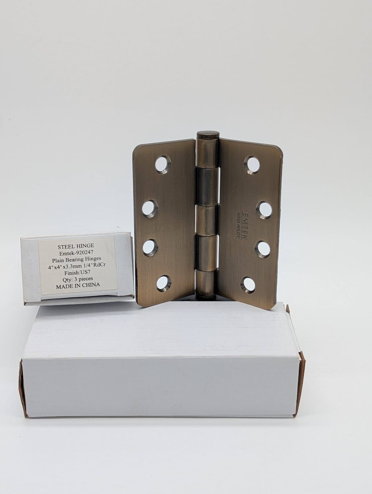 EMTEK French Antique (US7) Hinge 4"x4" 1/4" RdCr