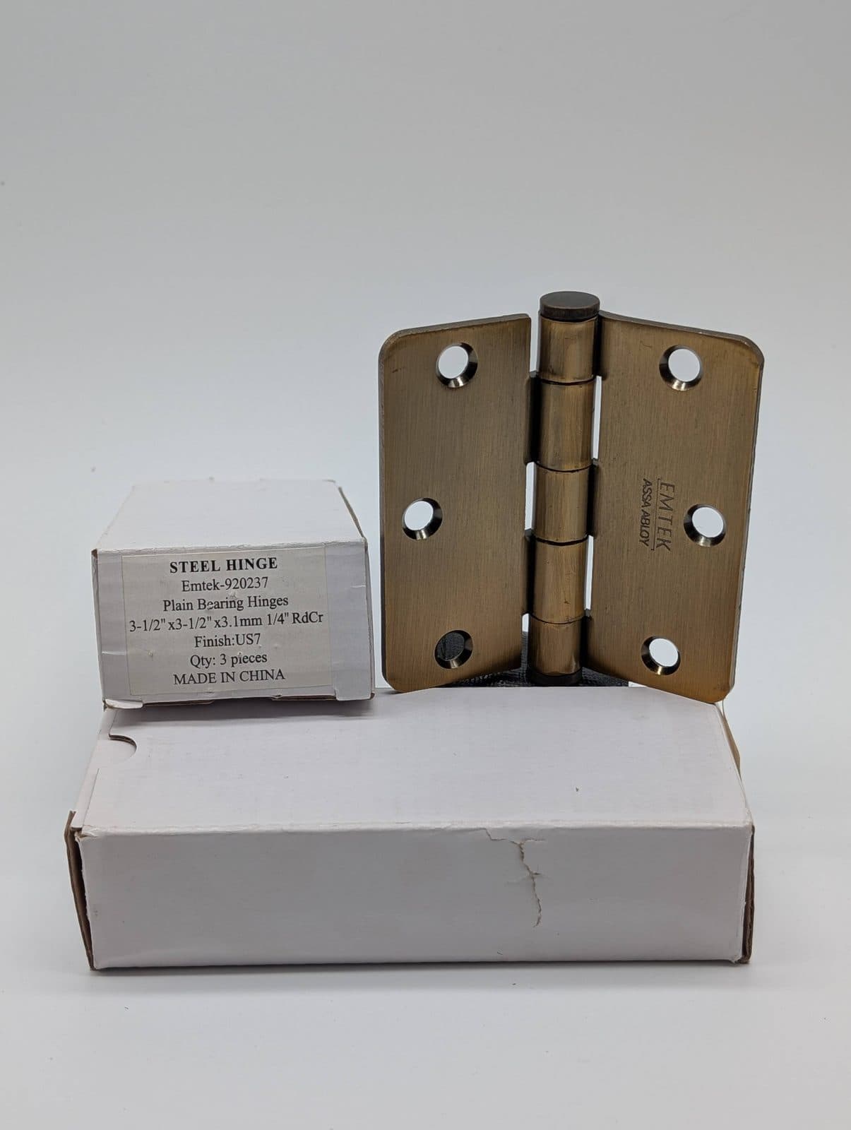 EMTEK French Antique (US7) Hinge 3.5"x3.5" 1/4" RdCr